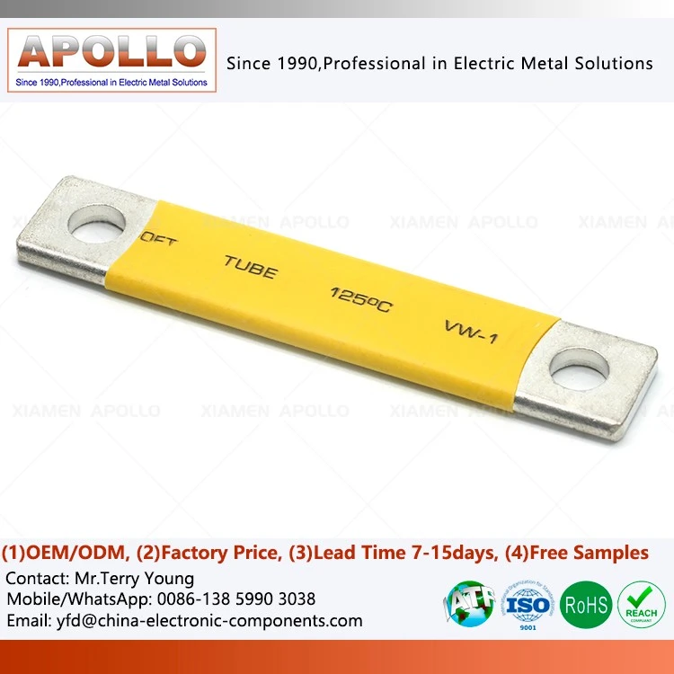 Copper Busbar with Orange Heat Shrink Tube